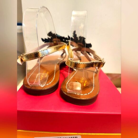 NIB Kate Spade New York "Palm Tree" Gold Leather Strappy Sandals Sz.9 Ret.$198 - Picture 8 of 10